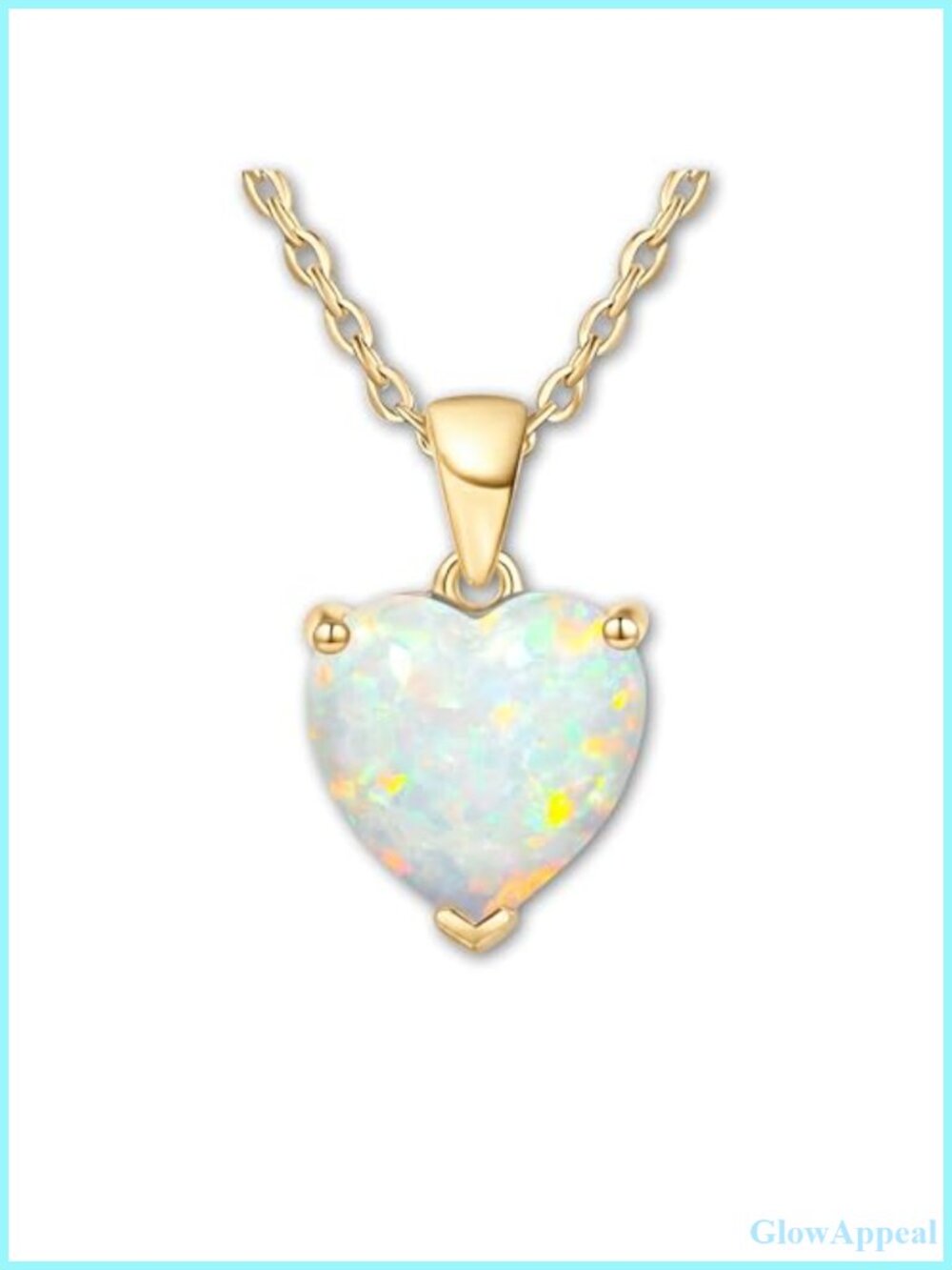925 Sterling Silver Heart Necklace Gold Plated Opal Pendant